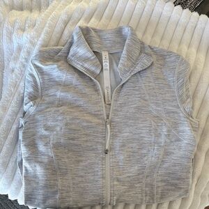 LULU LEMON Size 10 Zip Up - White with Grey and Blue